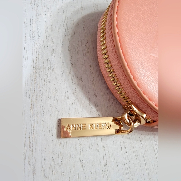 Anne Klein Peach Monogram Round Change Coin Purse Pouch - Picture 3 of 8
